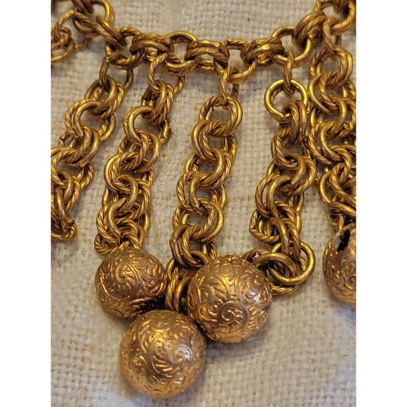 Vintage tribal bellydance necklace statement bib choker heavy metal dangle - Picture 6 of 9